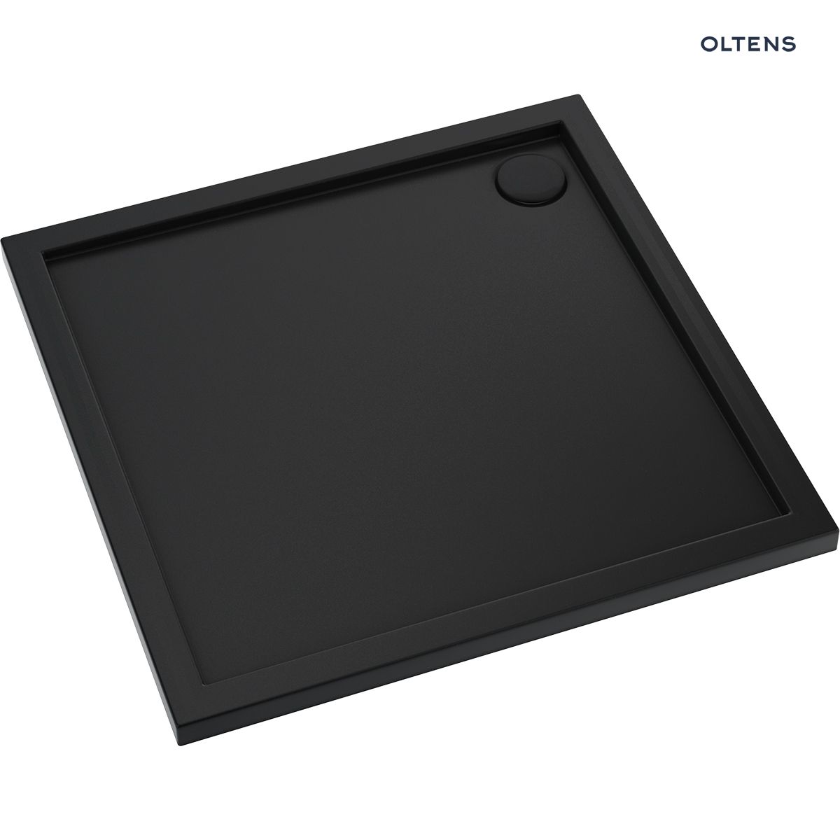 Oltens Superior brodzik 80x80 cm kwadratowy akrylowy czarny mat