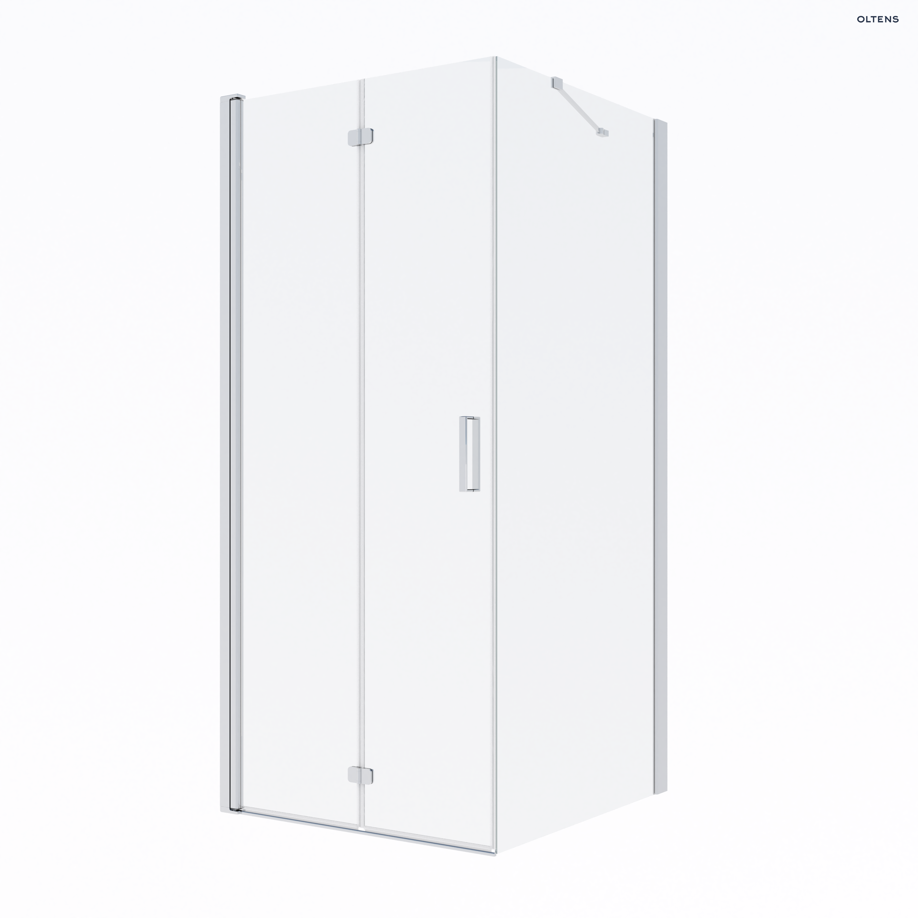 Oltens Trana kabina prysznicowa 90x90 cm kwadratowa drzwi ze ścianką chrom/ szkło przezroczyste