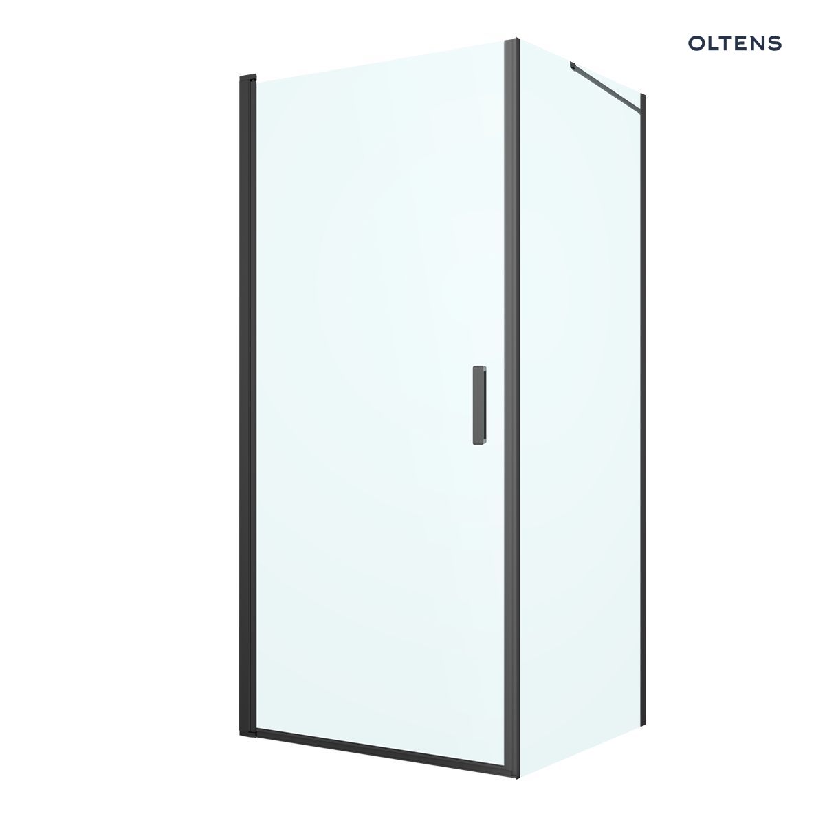 Oltens Rinnan kabina prysznicowa 90x90 cm kwadratowa drzwi ze ścianką czarny mat/szkło przezroczyste