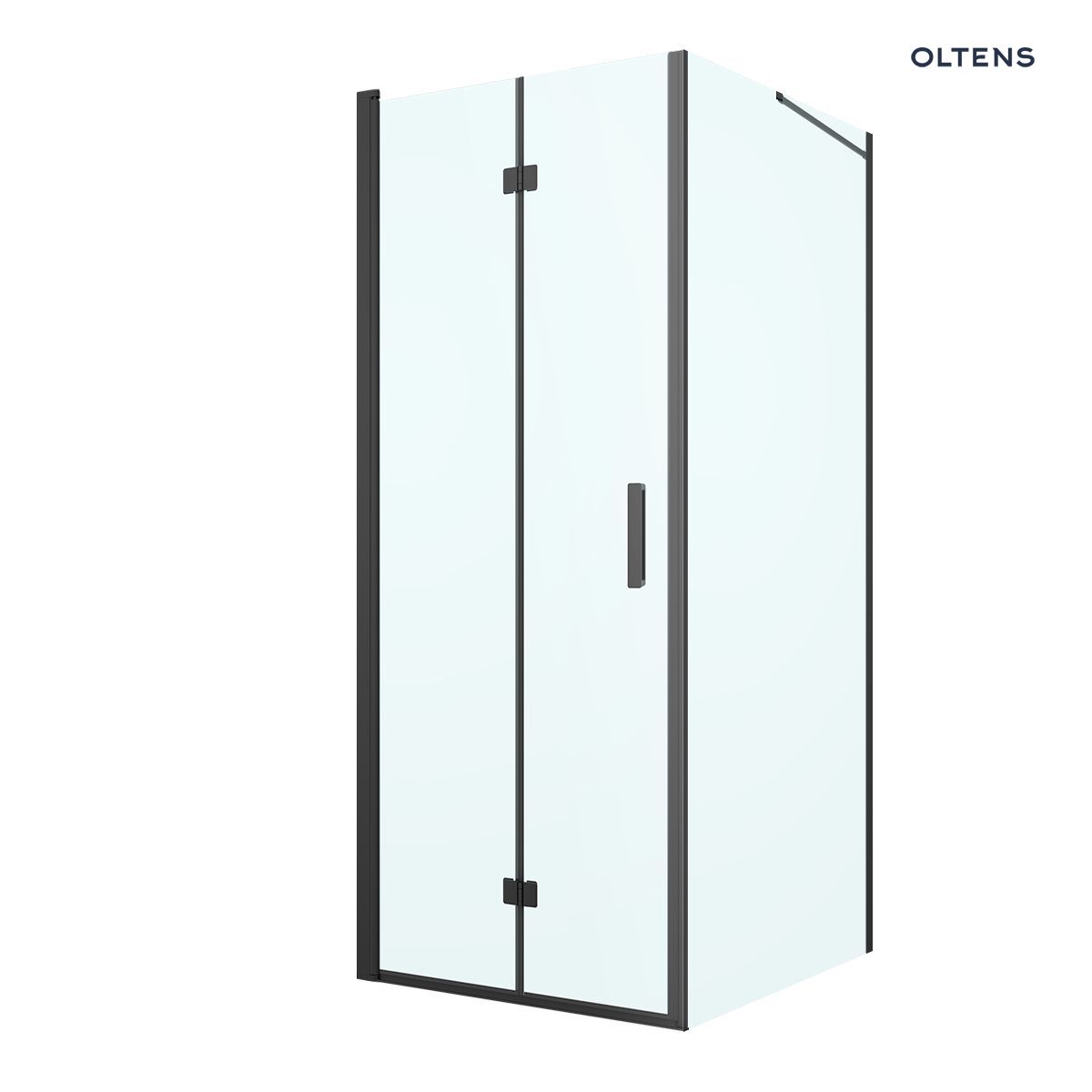 Oltens Hallan kabina prysznicowa 80x100 cm prostokątna drzwi ze ścianką czarny mat/szkło przezroczyste