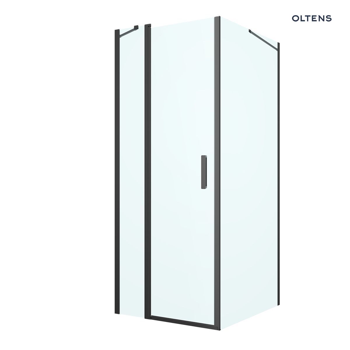 Oltens Verdal kabina prysznicowa 80x100 cm prostokątna drzwi ze ścianką czarny mat/szkło przezroczyste