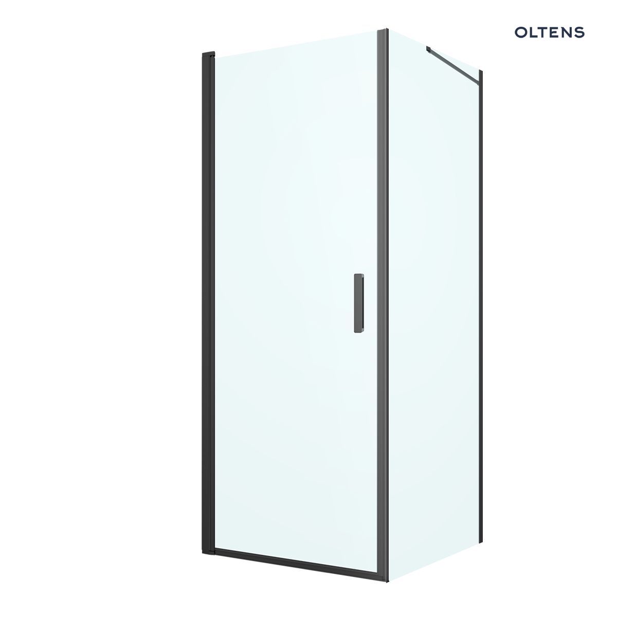 Oltens Rinnan kabina prysznicowa 80x90 cm prostokątna drzwi ze ścianką czarny mat/szkło przezroczyste