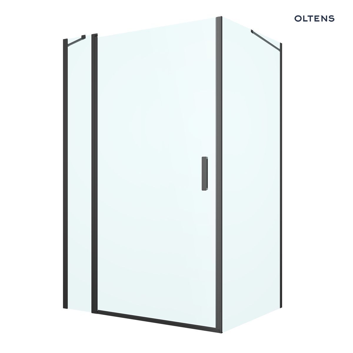 Oltens Verdal kabina prysznicowa 120x100 cm prostokątna drzwi ze ścianką czarny mat/szkło przezroczyste