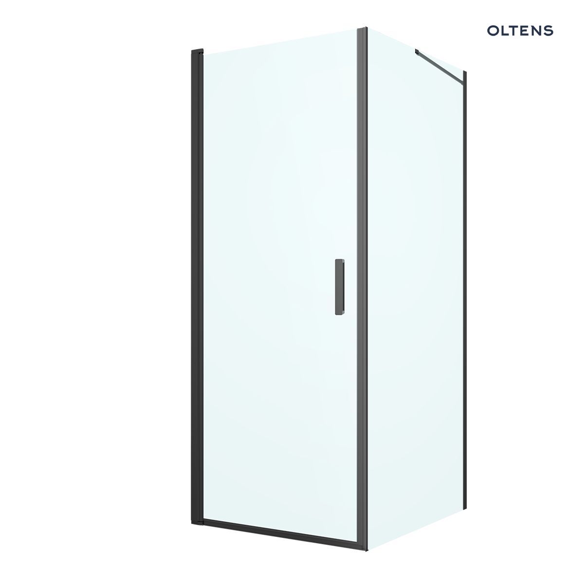 Oltens Rinnan kabina prysznicowa 80x100 cm prostokątna drzwi ze ścianką czarny mat/szkło przezroczyste