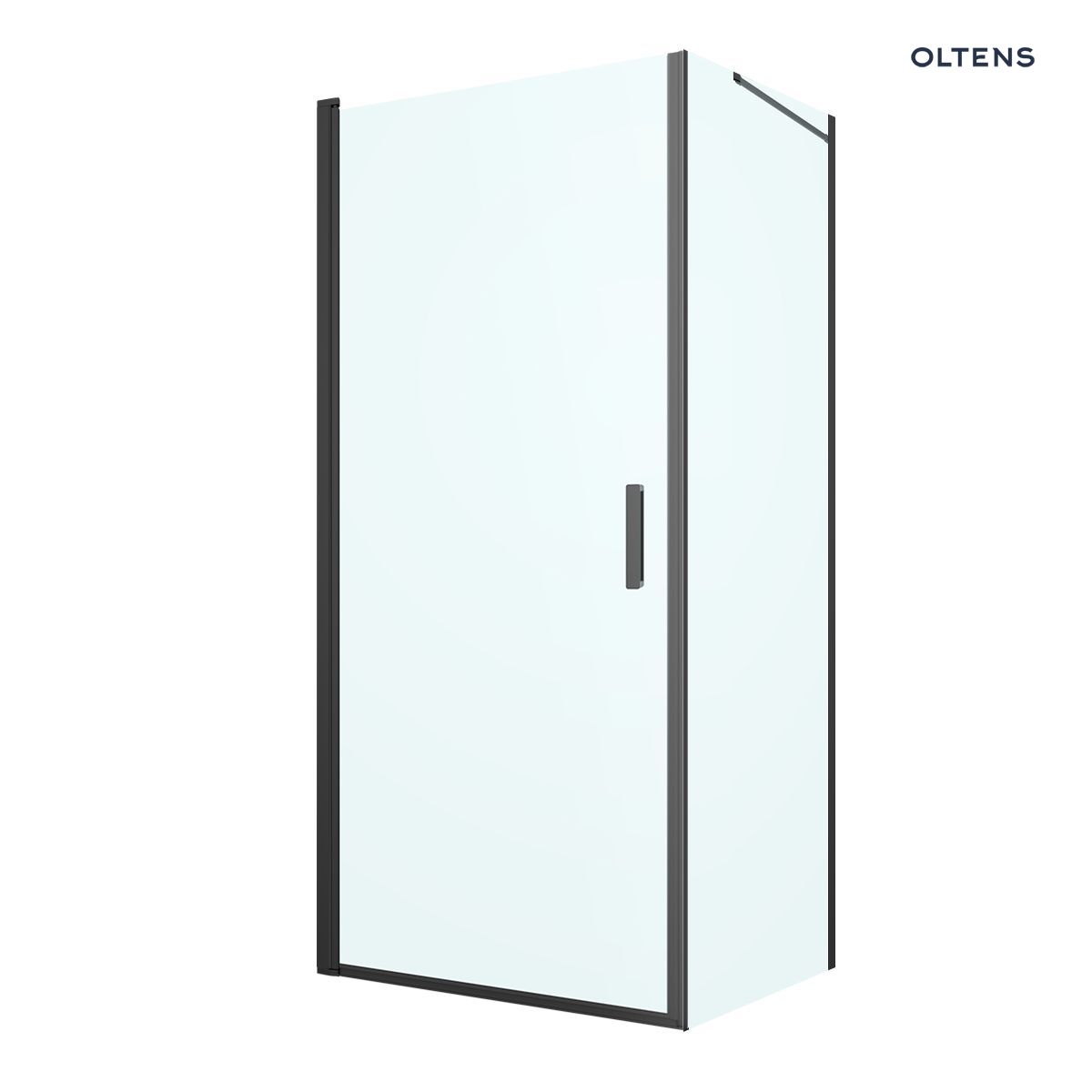 Oltens Rinnan kabina prysznicowa 90x80 cm prostokątna drzwi ze ścianką czarny mat/szkło przezroczyste