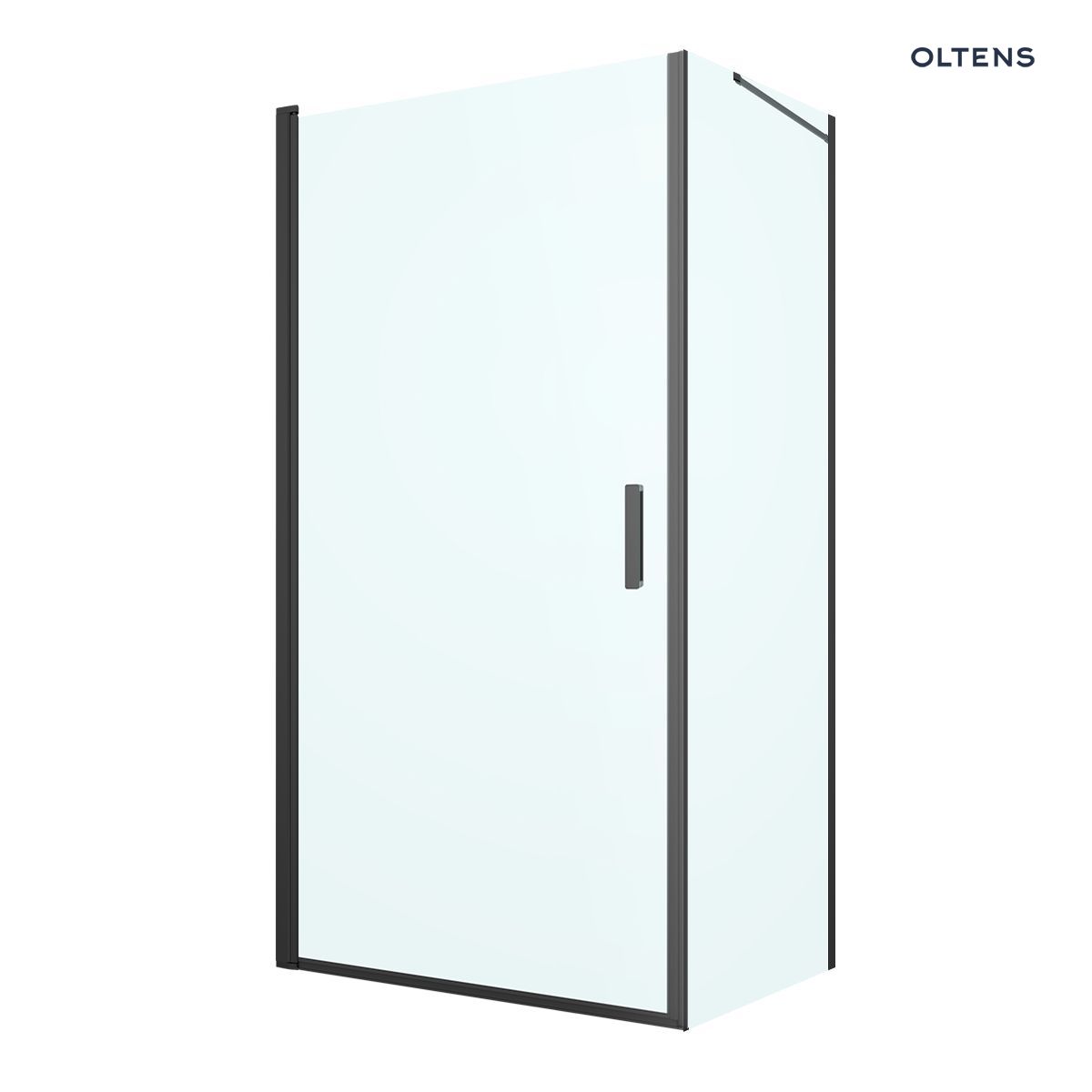 Oltens Rinnan kabina prysznicowa 100x80 cm prostokątna drzwi ze ścianką czarny mat/szkło przezroczyste