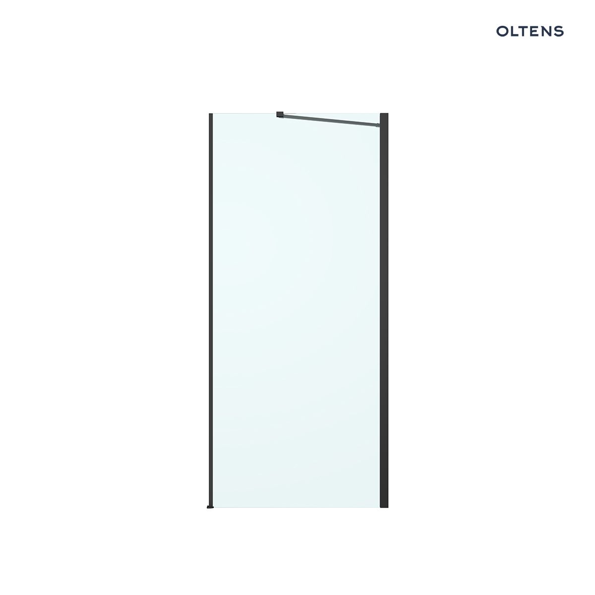 Oltens Hallan ścianka prysznicowa 90 cm boczna do drzwi czarny mat/szkło przezroczyste