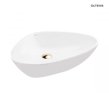 Oltens Vala umywalka 59x39 cm nablatowa owalna biała