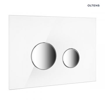 Oltens Lule przycisk spłukujący do WC szklany biały/chrom