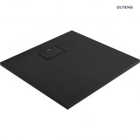Oltens Bergytan brodzik 80x80 cm kwadratowy RockSurface czarny mat