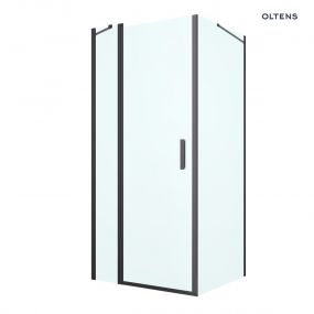 Oltens Verdal kabina prysznicowa 90x90 cm kwadratowa drzwi ze ścianką czarny mat/szkło przezroczyste