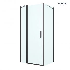 Oltens Verdal kabina prysznicowa 90x80 cm prostokątna drzwi ze ścianką czarny mat/szkło przezroczyste