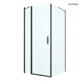 Oltens Verdal kabina prysznicowa 90x100 cm prostokątna drzwi ze ścianką czarny mat/szkło przezroczyste