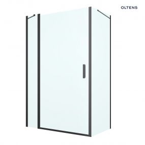 Oltens Verdal kabina prysznicowa 120x80 cm prostokątna drzwi ze ścianką czarny mat/szkło przezroczyste