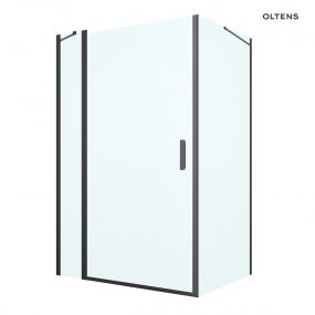 Oltens Verdal kabina prysznicowa 120x100 cm prostokątna drzwi ze ścianką czarny mat/szkło przezroczyste