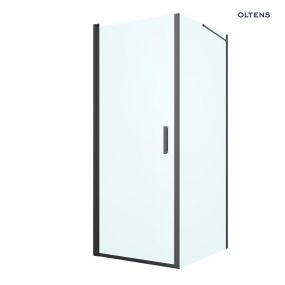 Oltens Rinnan kabina prysznicowa 80x100 cm prostokątna drzwi ze ścianką czarny mat/szkło przezroczyste