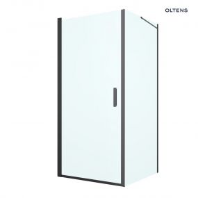 Oltens Rinnan kabina prysznicowa 90x100 cm prostokątna drzwi ze ścianką czarny mat/szkło przezroczyste