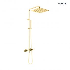 Oltens Boran (S) zestaw prysznicowy termostatyczny z deszczownicą kwadratową złoty