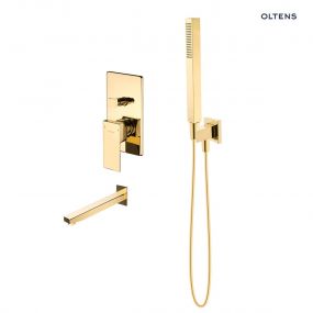Zestaw Oltens Gota zestaw wannowo-prysznicowy podtynkowy złoty połysk