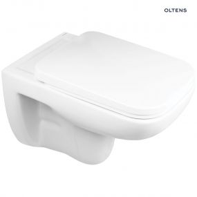 Oltens Ribe miska WC wisząca PureRim z deską wolnoopadającą biała