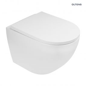 Zestaw Oltens Hamnes miska WC wisząca PureRim z powłoką SmartClean z deską wolnoopadającą