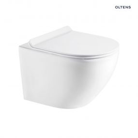 Zestaw Oltens Hamnes miska WC wisząca PureRim z powłoką SmartClean z deską wolnoopadającą Slim