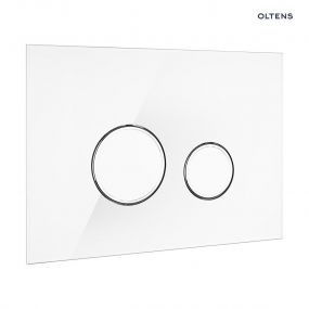 Oltens Lule przycisk spłukujący do WC szklany biały/chrom/biały