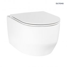 Zestaw Oltens Holsted miska WC wisząca PureRim z powłoką SmartClean z deską wolnoopadającą biały