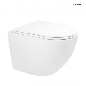 Zestaw Oltens Hamnes Stille miska WC wisząca PureRim z deską wolnoopadającą biały