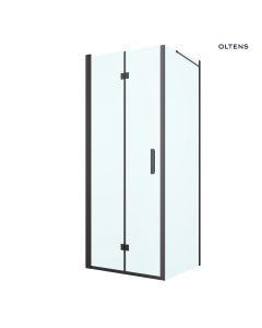 Oltens Hallan kabina prysznicowa 80x80 cm kwadratowa drzwi ze ścianką czarny mat/szkło przezroczyste