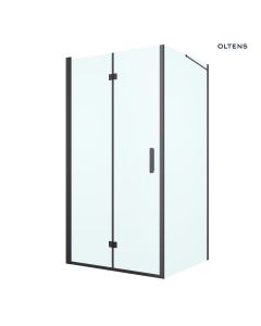 Oltens Hallan kabina prysznicowa 100x100 cm kwadratowa drzwi ze ścianką czarny mat/szkło przezroczyste
