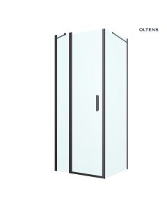 Oltens Verdal kabina prysznicowa 80x80 cm kwadratowa drzwi ze ścianką czarny mat/szkło przezroczyste