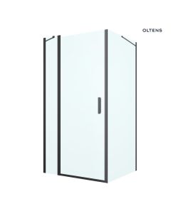 Oltens Verdal kabina prysznicowa 100x100 cm kwadratowa drzwi ze ścianką czarny mat/szkło przezroczyste