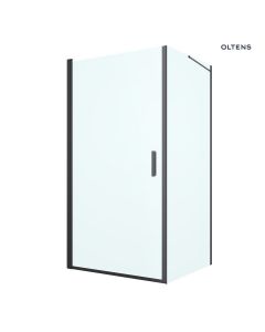 Oltens Rinnan kabina prysznicowa 100x100 cm kwadratowa drzwi ze ścianką czarny mat/szkło przezroczyste