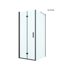 Oltens Hallan kabina prysznicowa 80x100 cm prostokątna drzwi ze ścianką czarny mat/szkło przezroczyste
