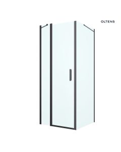 Oltens Verdal kabina prysznicowa 80x90 cm prostokątna drzwi ze ścianką czarny mat/szkło przezroczyste