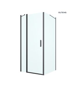 Oltens Verdal kabina prysznicowa 90x100 cm prostokątna drzwi ze ścianką czarny mat/szkło przezroczyste