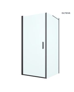 Oltens Rinnan kabina prysznicowa 90x100 cm prostokątna drzwi ze ścianką czarny mat/szkło przezroczyste