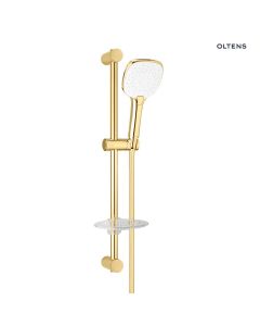 Oltens Driva EasyClick (S) Alling 60 zestaw prysznicowy z mydelniczką złoty połysk/biały