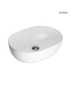 Oltens Hamnes Thin umywalka 49,5x35,5 cm nablatowa owalna z powłoką SmartClean biała
