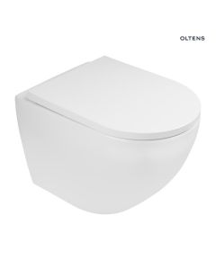 Zestaw Oltens Hamnes miska WC wisząca PureRim z powłoką SmartClean z deską wolnoopadającą