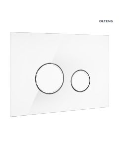 Oltens Lule przycisk spłukujący do WC szklany biały/chrom/biały