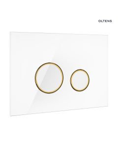 Oltens Lule przycisk spłukujący do WC szklany biały/złoty mat/biały