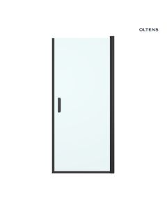 Oltens Rinnan drzwi prysznicowe 80 cm wnękowe czarny mat/szkło przezroczyste