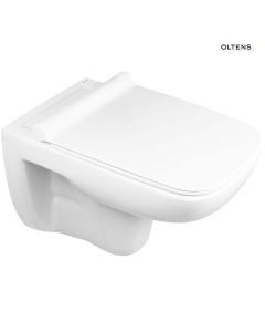 Oltens Ribe miska WC wisząca PureRim z deską wolnoopadającą Slim biała
