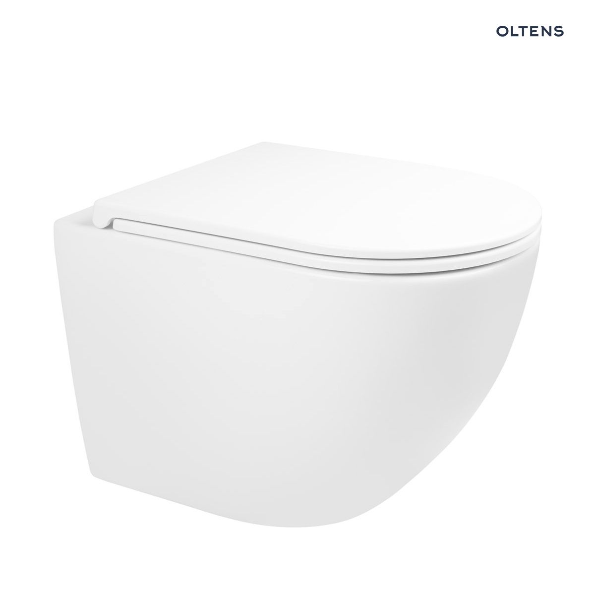 Zestaw Oltens Hamnes Stille miska WC wisząca PureRim z deską wolnoopadającą Ovan Slim biały