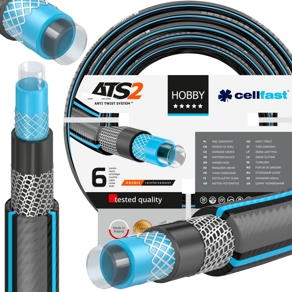 wąż ogrodowy HOBBY ATS2™ 1/2'', 25m, z akcesoriami i oplotem ATS2™